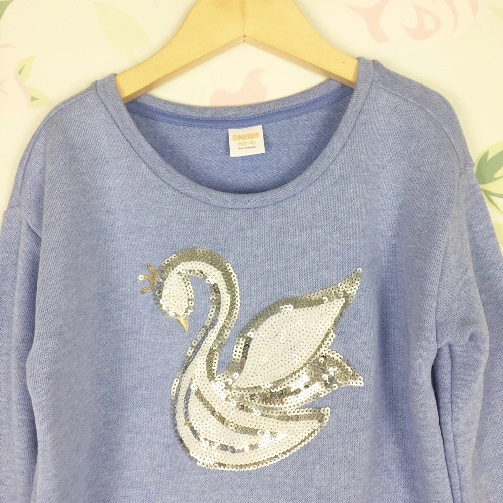 Gymboree Girl Jersey Swan Sequin Tunic Dress M